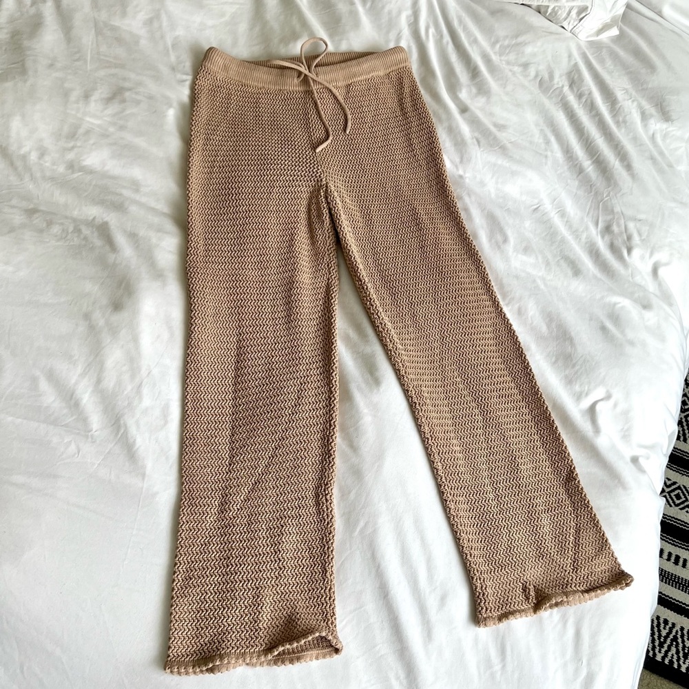 Reformation Beige Knit Cropped Pants - Picture 3 of 10